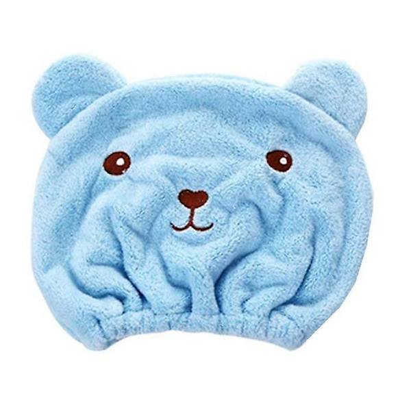Microfiber Solid Snabbtorkat Hår Hatt Hår Turban Dam Cap Badning Blue