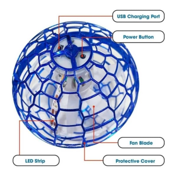 Levitoiva pallo lelu bumerangi lentävä pallo orb ulkopeli sininen blue