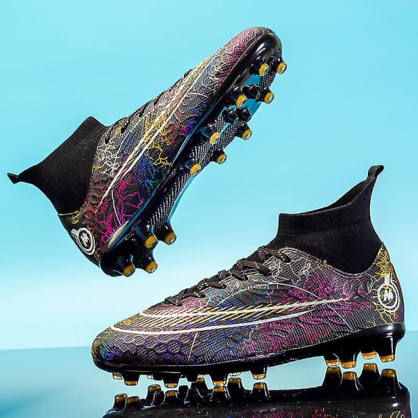 Fotbollsskor för män Halkfria fotbollsskor Klossar Gräs Fotbollssneakers Yj068a Black 44
