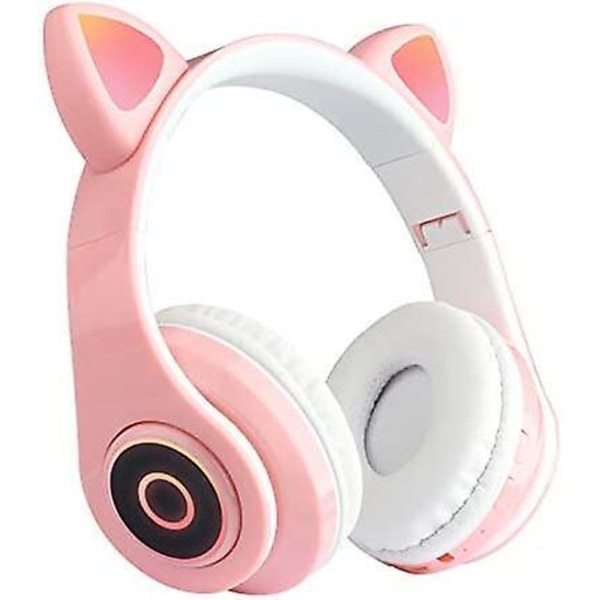 Cute Cat Ear Wireless Headphones, Bluetooth 5.0 Over Ear Headphones Pink