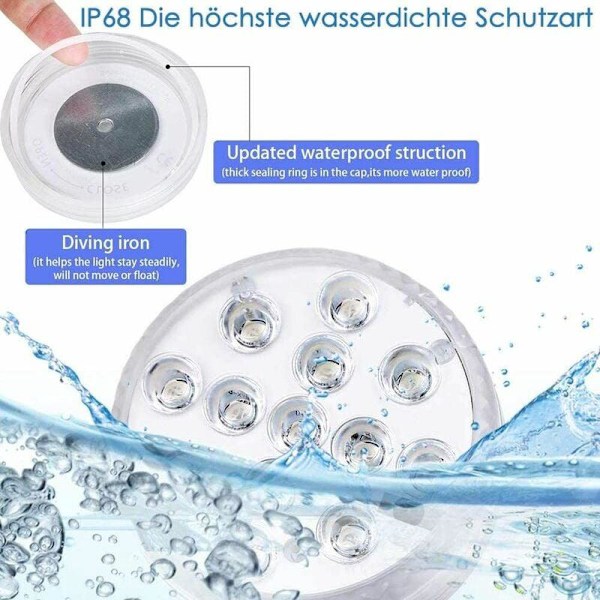 4 stk. Undervands LED Pool Lys RGB Farveskiftende IP68 Vandtæt til Pool Springvand Bryllupsfest Halloween Juledekoration (4 stk.)