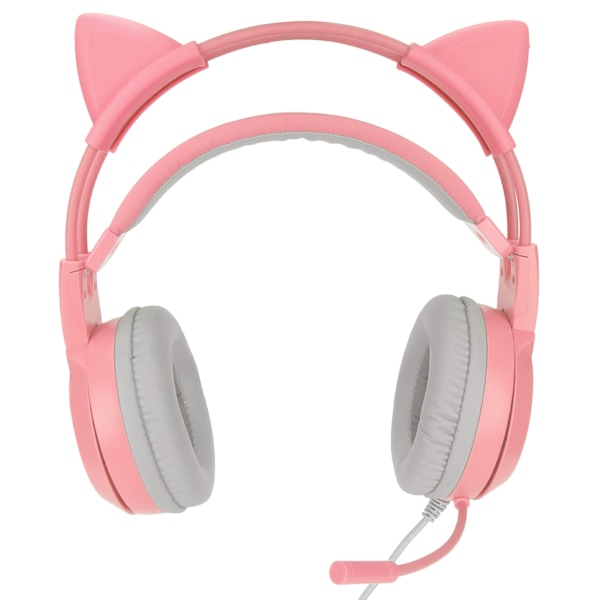 SYG25 Gamingheadset med kattöron USB+3.5mm Plugg Gaminghörlurar Stödjer Volymjustering Mikrofon Ljudavstängning (Rosa)