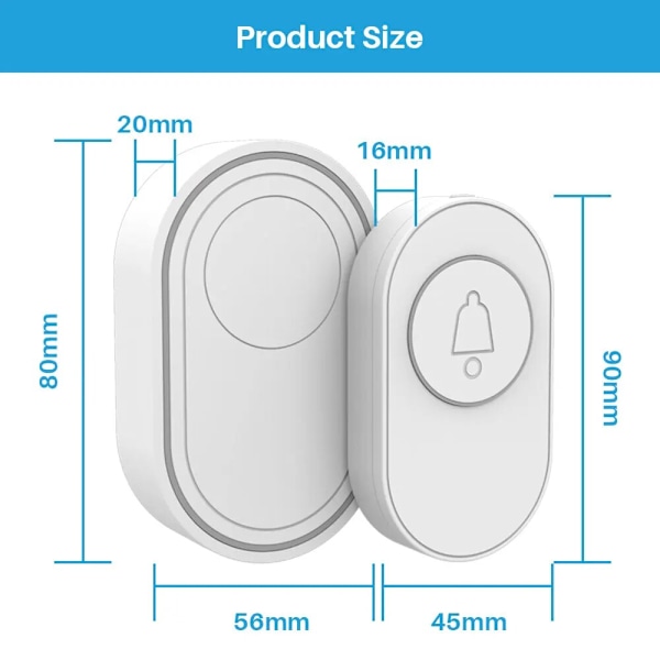 Langaton ovikello vedenpitävä IP65 ulko-ovikello 39 musiikki LED-salama turvahälytin RF433 älykäs kodin älykäs kellosarja White-Waterproof UK Plug