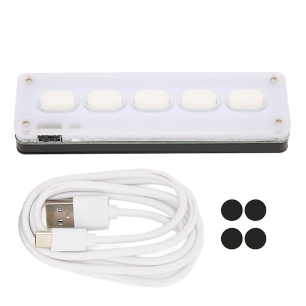 Programmerbart tastatur 5 taster kablet USB trådløs Bluetooth dual mode mini silikon lydløs DIY programmerbart gaming tastatur hvit