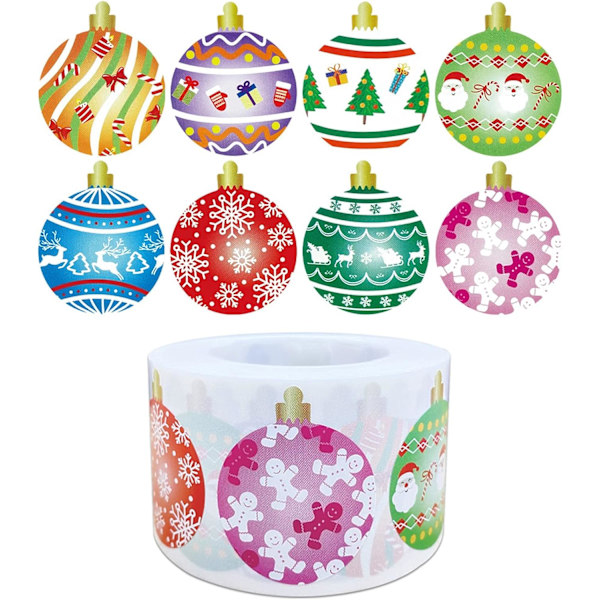 Merry Christmas Holiday Stickers, 500PCS 1,5" rund prydnad Sti