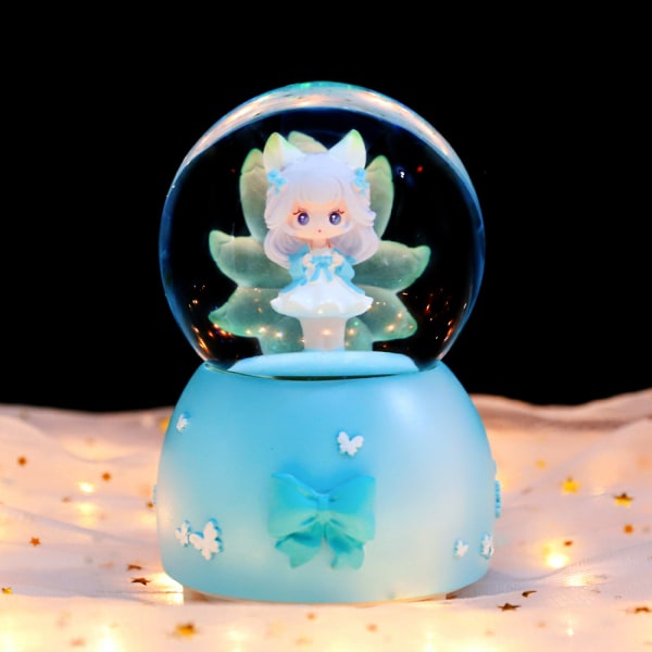 Kreativa ljus svävar i det roterande slottet snöflinga glas kristallkula speldosa födelsedagspresent (storlek: 10 * 15,8 cm)