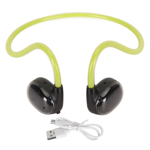 Bluetooth 5.3 Trådløse Hodetelefoner Støyreduserende IPX4 Vanntett Dobbel Mikrofon Stereo Åpne Øre Hodetelefoner for Løping Grønn