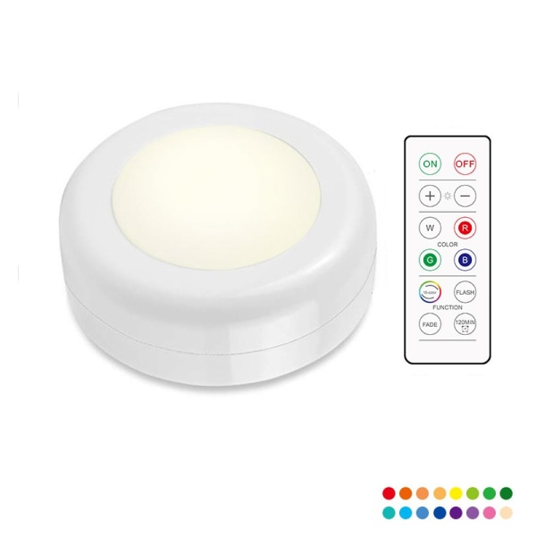 LED spotlight RGB trådløs med fjernbetjening Hvid 2-pak