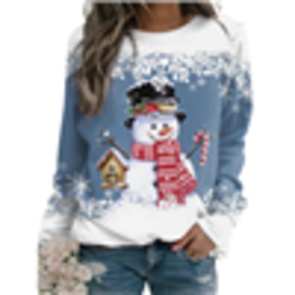 Kvinnor Julöverdelar Snowman Sweatshirts ångärmad Crewneck E L