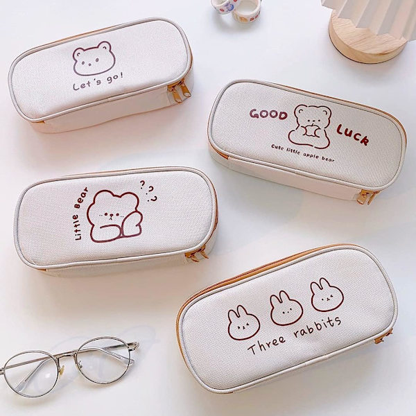 (björn A) Kawaii Style Case med stor kapacitet för studenter, Te