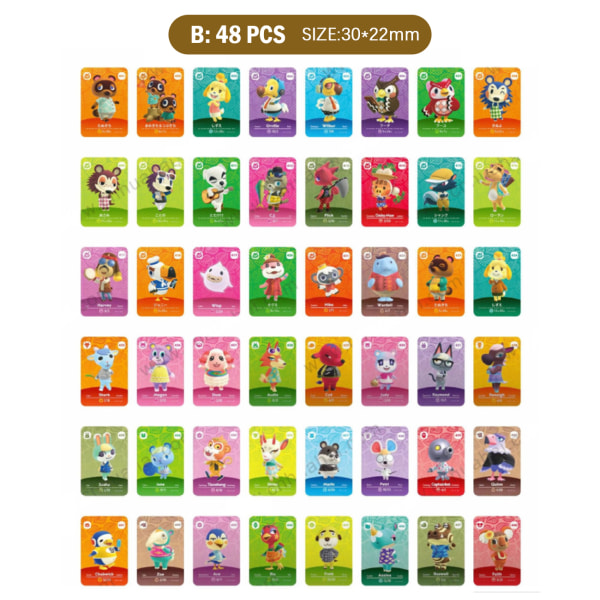 Animal Crossing Amiibo -sarjan 5-kortit 48PCS 30*22MM