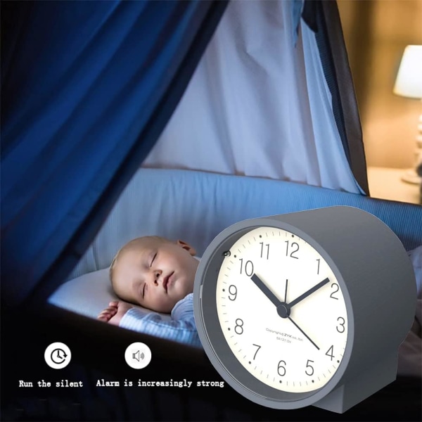 Batteridriven väckarklocka Tyst, inte tickande, A Gray