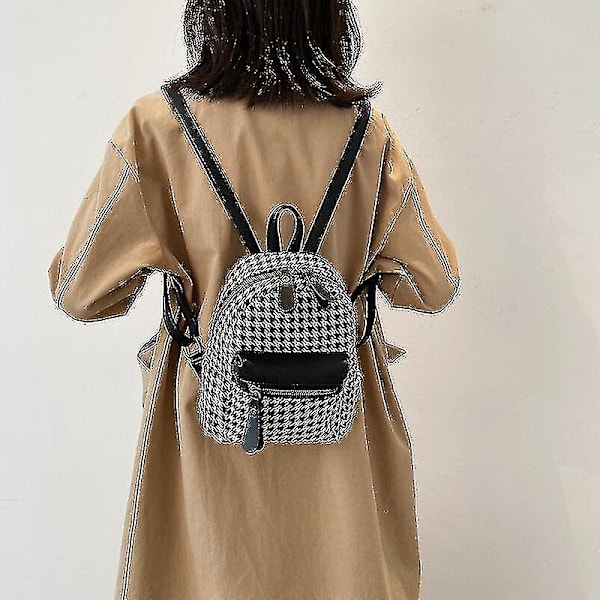 Ryggsäckar Ryggsäck Dam Pu Läder Ryggsäck dam Dam Houndstooth Bag Flickor Resväska F