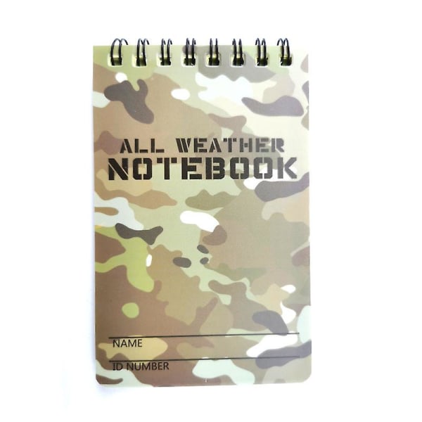 2 stk. vandtæt notesblok til udendørs brug Camouflage Pvc Vandtæt notesbog Allvejr regntæt udendørs notesblok Spiralbundet bog