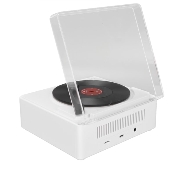 X11 Bluetooth-herätyskellokaiutin, 360 asteen stereoääni, retro, pyörivä vinyylilevy, herätyskellokaiutin DC 5V1A valkoinen