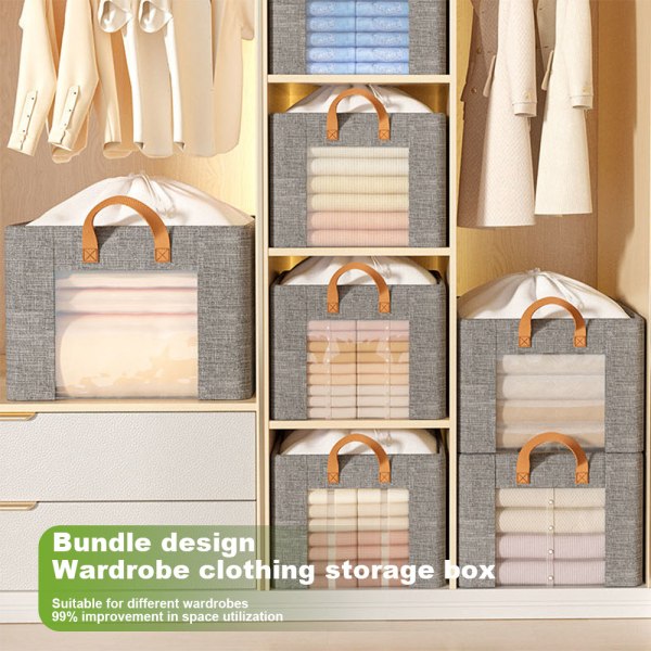 Skab Garderobeskuffe Fugtsikker Stor Kapacitet Kurv Til Stue Beige Extra Large