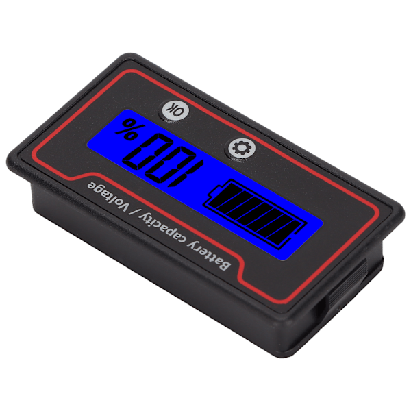 Batterimåler Lys Alarm LCD Display Sikker Batterikapacitet Spændingsmåler til Elektrisk Køretøj 12‑84V Blåt Lys