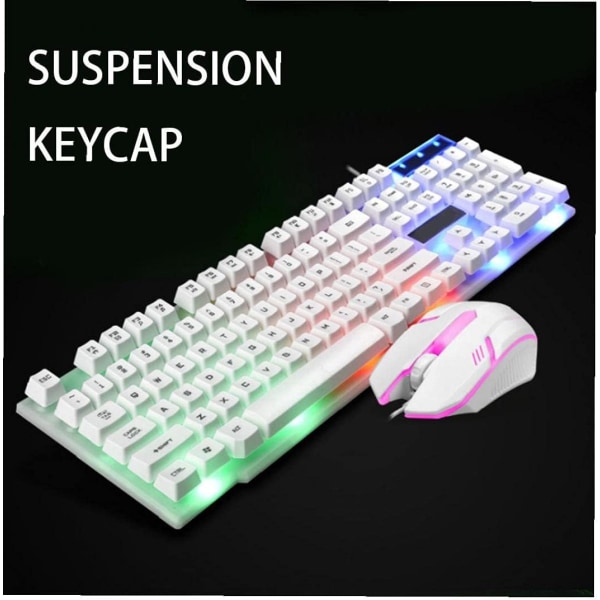 Trådløst tastatur mus kit GTX300 Combo Kit LED baggrundsbelysning, hvid