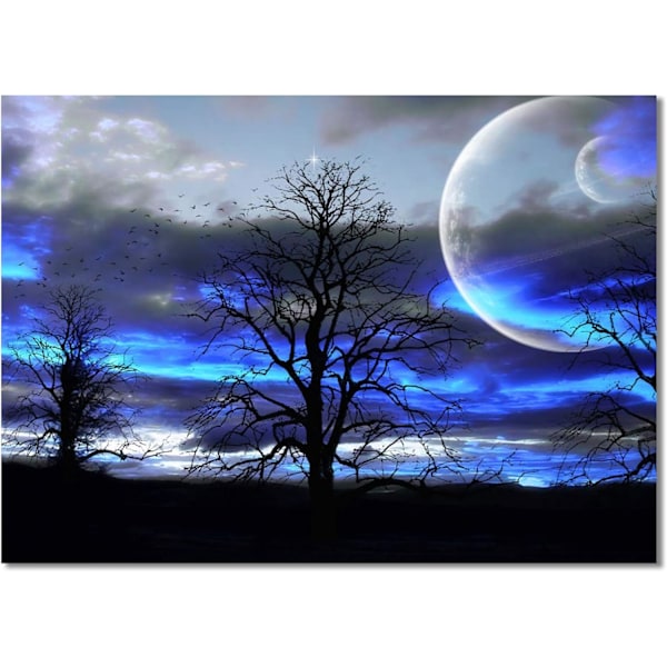 Diamond painting Vuxen nybörjarkonst 5D Moon Forest NightA