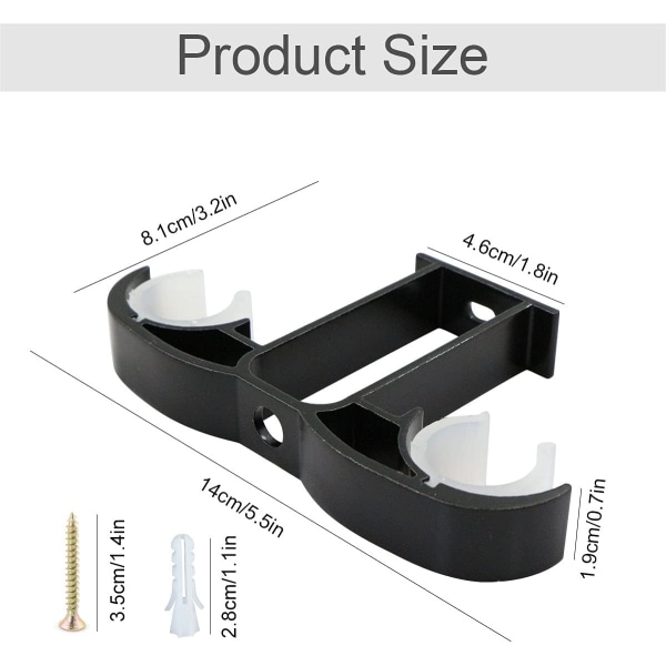4-pack justerbara gardinstångsfästen - 14 x 8,2 cm - Vägg