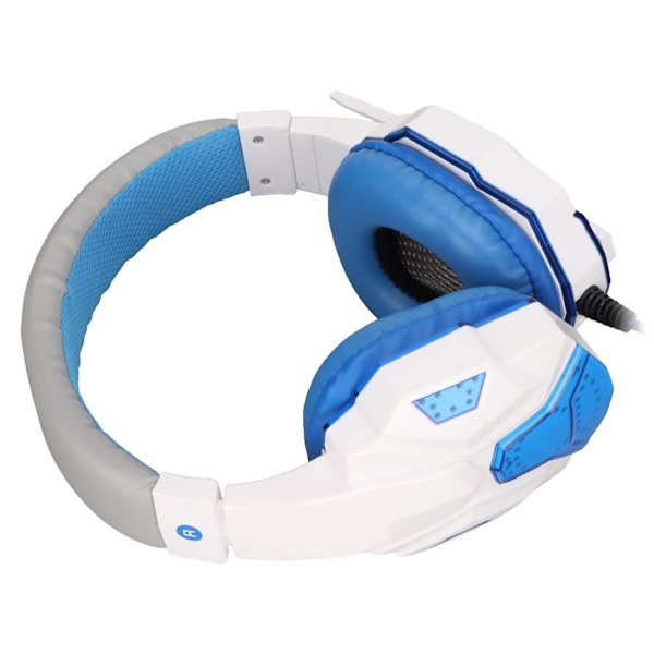 SOYTO SY830MV Gamingheadset Justerbar Volym Stöd Mikrofon Ljudavstängning USB-headset med 3,5 mm Mikrofon för PS4 PC Laptop (Blå Vit)