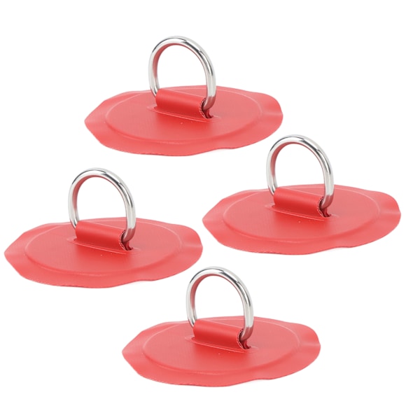 4 stk. D-ring patch PVC rund form stærk rustfrit stål D-ring pad til båd raft paddleboard rød