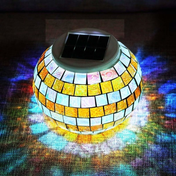 Färgskiftande glasmosaik Trädgårdsbelysning Vattentät solcellslampa