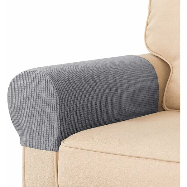 Armlene Trekk Sett med 2 Armlenetrekk Stretch Spandex Stoff Vanntett Sklisikker for Lenestoler, Sofaer, Reclinere (Lysegrå)