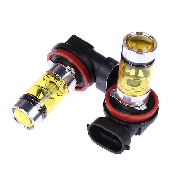 2 X Led-lys 100w H8 H11 Gul Dimlys 2828 20led Frontlykt