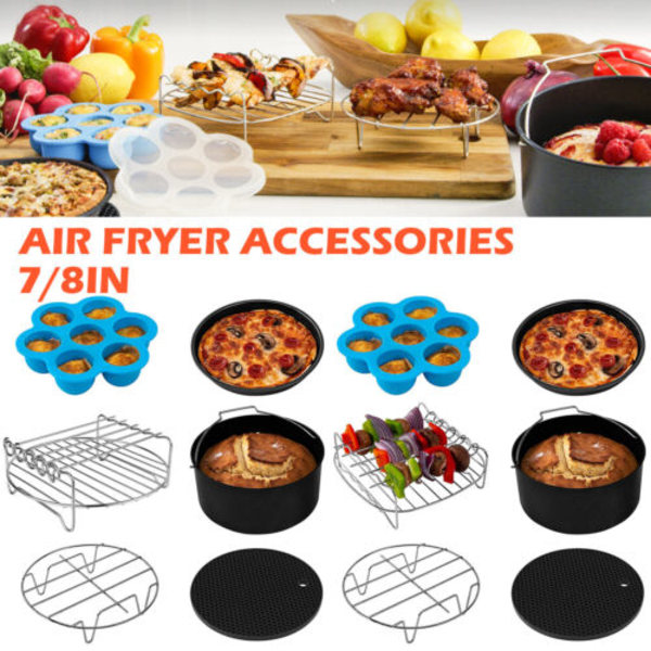 6 stk 7' Kvadratisk Air Fryer Tilbehør Bakeplate Kurv Pan 7 tommer