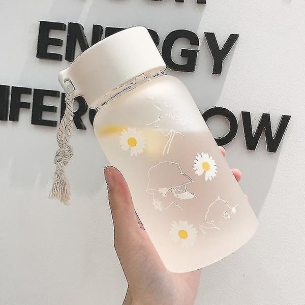 500ml Small Daisy Transparent plast vattenflaskor Bpa Free Creative Frostad vattenflaska med bärbart rep Travel Tea Cup Ns2 Frosted 3 Daisies