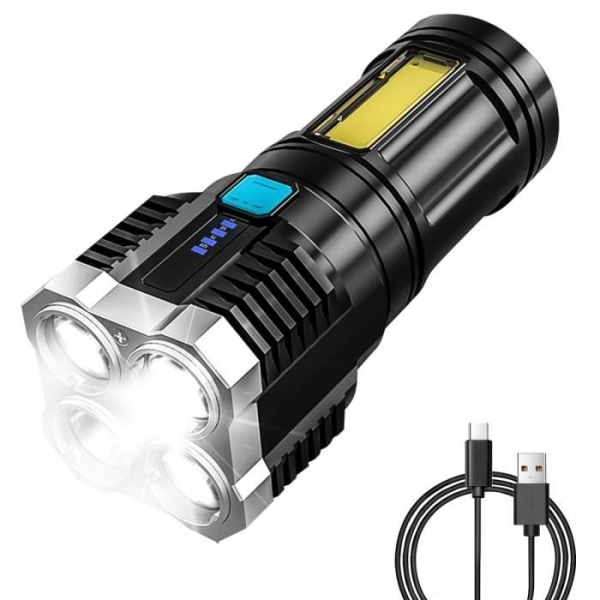 Ficklampa LED-ficklampa USB Uppladdningsbar Kraftfull Militär COB-lampa Bärbar Zoombar Ficklampa för Auto Garage Verkstad Camping