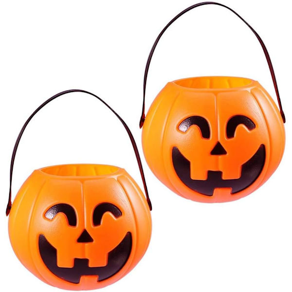 2 stk Halloween gresskar godteri bøtte Bærbar gresskar bøtte triks