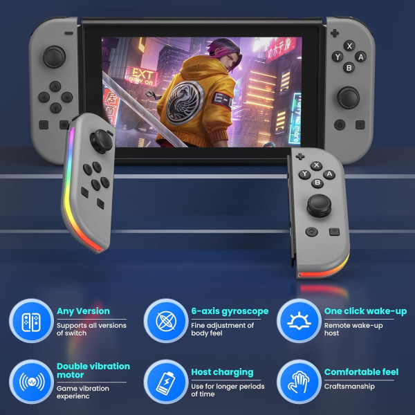 Trådlös handkontroll kompatibel för Nintendo Switch, Oled, Lite Gamepad Joystick (l/r) Ersättning med Rgb höger grey