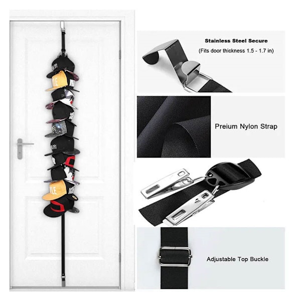 Vägghattställ för baseballkepsar 10 clips Portable Hat Organizer 10 Clips