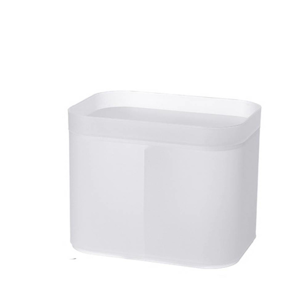 Opbevaringsboks med frostet rum i plast, kosmetik til skrivebordet White Double（15.5*11*12cm）