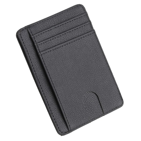 Herr RFID-blockerande läder Slim Wallet Kreditkortshållare Black