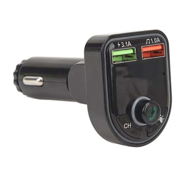 P6 Bluetooth 5.3 Transmitter Trådløs Radio Bluetooth Biladapter MP3 Musikafspiller med Farvede Ambient Lys