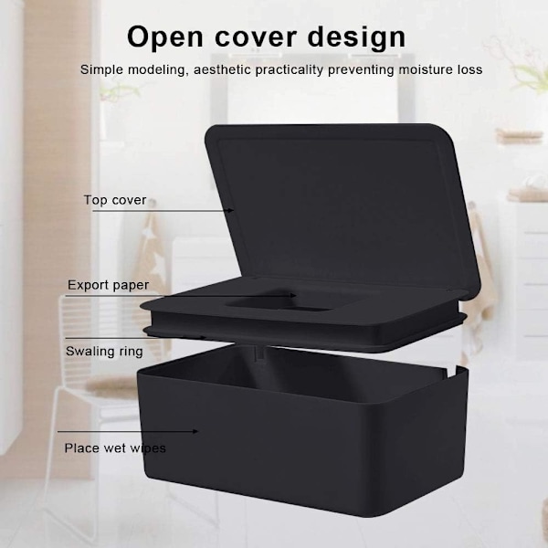 Dispenser til vådservietter med låg sort black