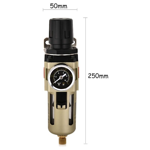Vannutskiller Trykkregulator Trykkluftkompressor Regulator med Metallskjerm 3/8 tommers Filter