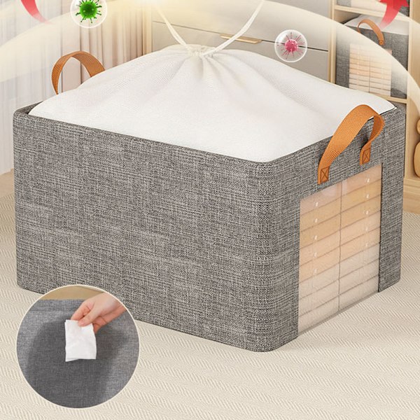 Garderob Förvaringslåda Fuktsäker Stor Kapacitet Korg För Vardagsrum Beige Extra Large