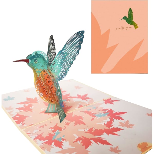 Fødselsdagskortgave til dine forældre, venner og elskere, 3D Pop Up lykønskningskort (Hummingbird)