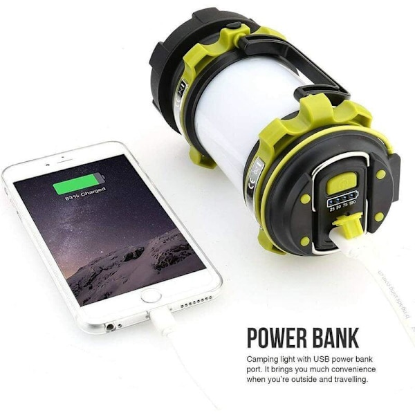 LE LED campinglampa, 2600mAh uppladdningsbar campinglykta, kraftfull LED-lampa 6 lägen, USB-kabel ingår, vattentät för DIY, vandring, garage