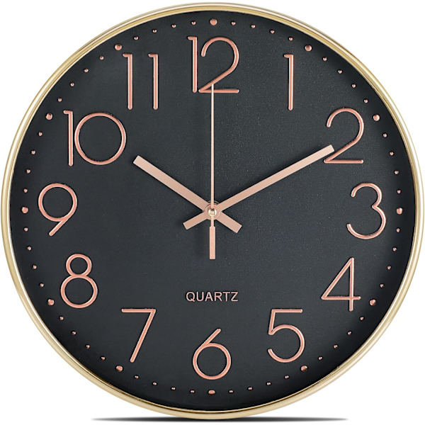 Tyst Silent Quartz Analog Väggklocka - 30Cm - Ingen tickande