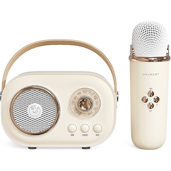Mini karaokemaskin, karaokemaskin för barn och vuxna, söt karaoke med set , bärbar Bluetooth högtalare med mikrofon, retro handhållen Yellow