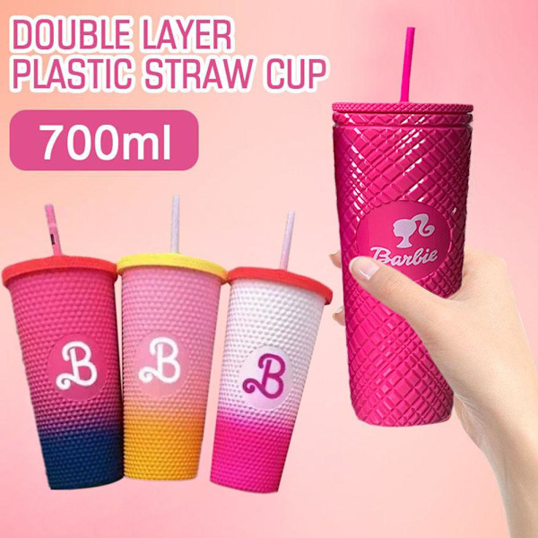 Barbie rosa glasmugg Gradient Barbie rosa hög kapacitet dubbel Rose 701-800 ml Rose 701-800 ml