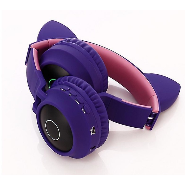 Purplr rosa trådlösa kattöron hörlurar bluetooth headset för barn vuxna az20794