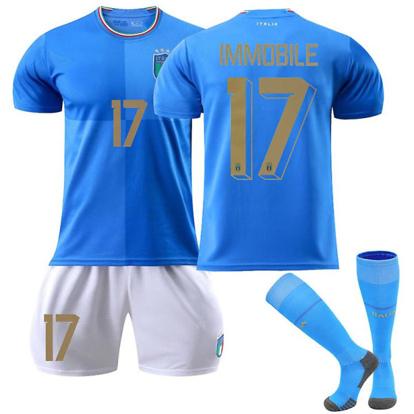 Italien hjemmesæt #8 #10 #17 #6 #14 Chiesa fodbold uniformstrøje No.17 Immobile XL