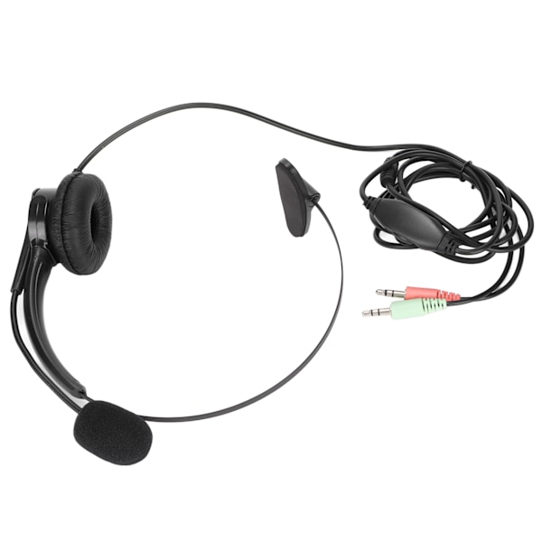 Call Center Hovedtelefon 3,5 mm Støjreducerende Justerbar Lydstyrke Kundeservice Headset med Mikrofon til PC