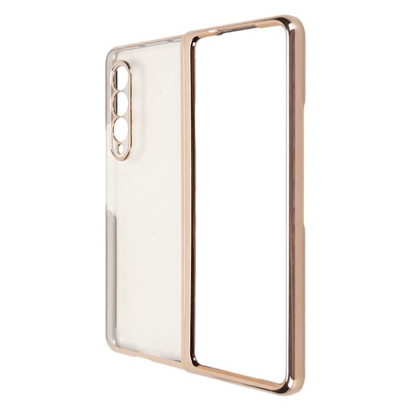 Elektropläterat Framsida Baksida Telefonfodral Reptåligt Framsida Baksida Skyddande Skal för Samsung Galaxy Z Fold 3 Vikbar Telefon Guld